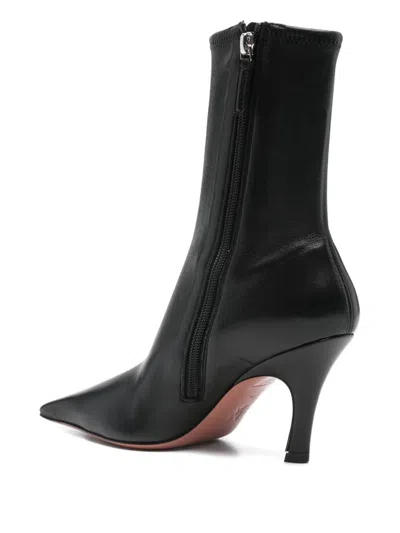 Amina Muaddi Jamie Nappa Leather Ankle Boots Stiletto In Multi