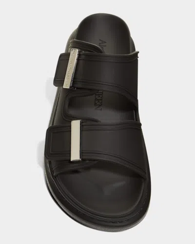 Alexander Mcqueen Elevated Rubber Sandals For Women In Black