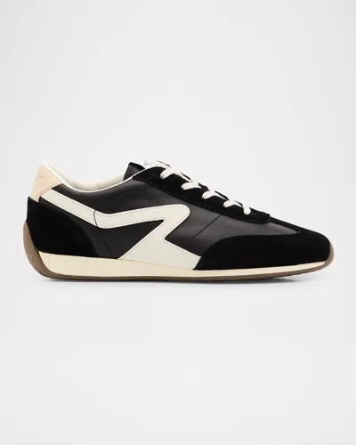 Rag & Bone Retro Slim Mixed Leather Sneakers In Black