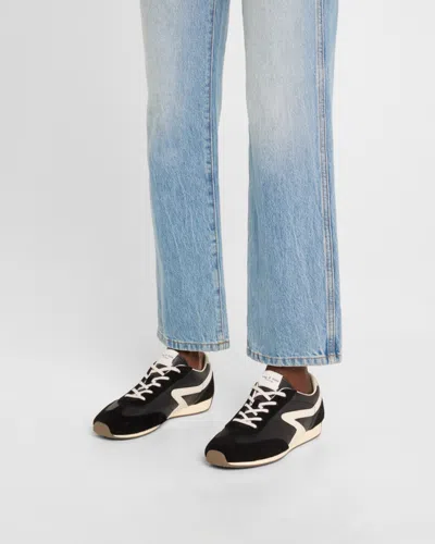 Rag & Bone Retro Slim Mixed Leather Sneakers In Black