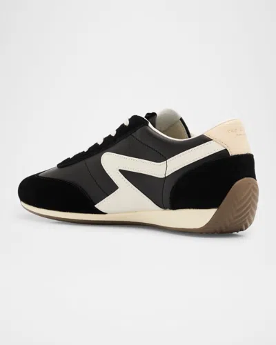 Rag & Bone Retro Slim Mixed Leather Sneakers In Black
