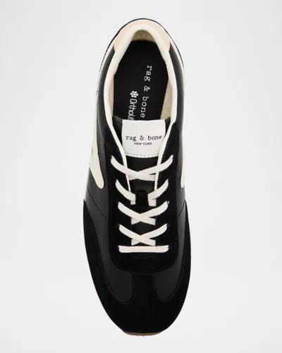 Rag & Bone Retro Slim Mixed Leather Sneakers In Black