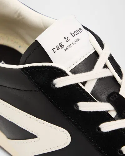 Rag & Bone Retro Slim Mixed Leather Sneakers In Black