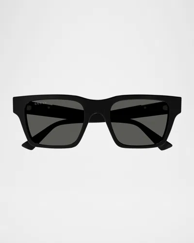 Gucci Web-stripe Square-frame Sunglasses In Black