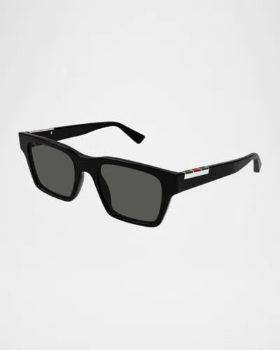Gucci Web-stripe Square-frame Sunglasses In Black