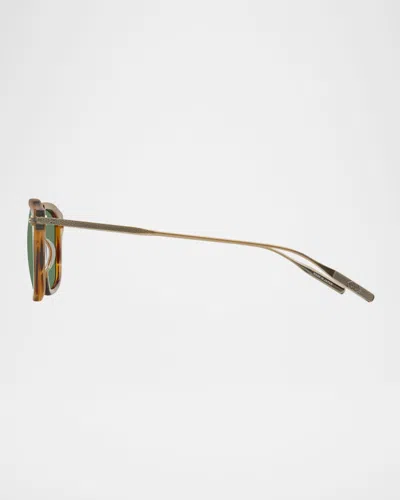 Barton Perreira Men's Nolan Acetate & Titanium Rectangular Sunglasses In Brown