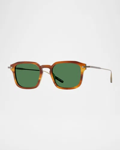 Barton Perreira Men's Nolan Acetate & Titanium Rectangular Sunglasses In Brown