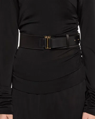 Victoria Beckham Dorian Wide Leather Tuxedo Belt In Black