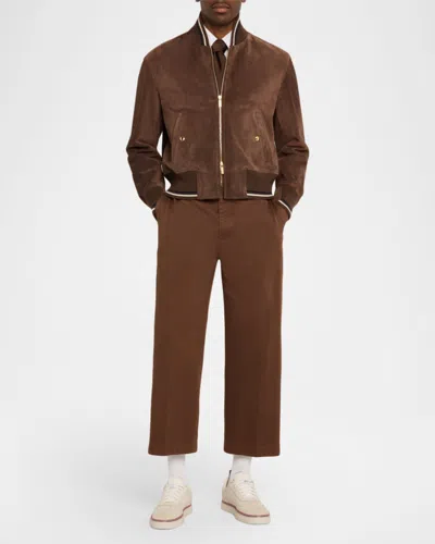 Thom Browne Suede Bomber Jacket In Multi