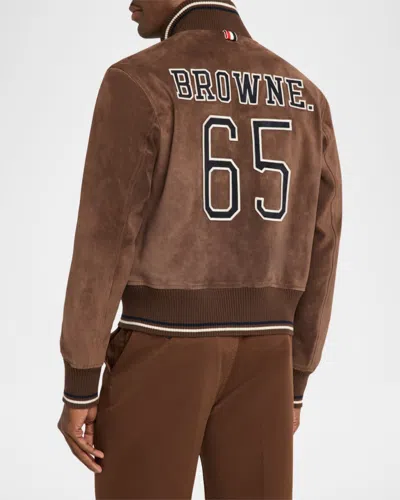 Thom Browne Suede Bomber Jacket In Multi
