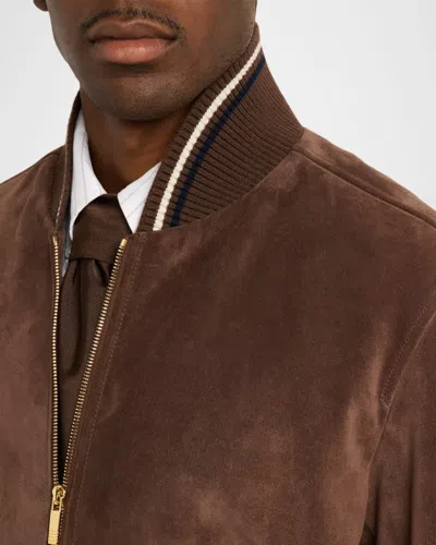 Thom Browne Suede Bomber Jacket In Multi