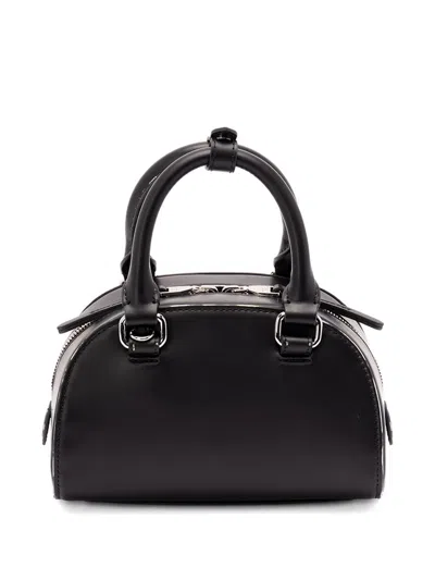 Diesel 1dr Dome-mini Bowling Bag In Snake-effect Leather In Black