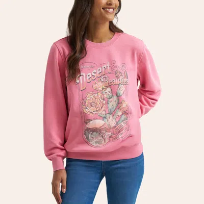 Wrangler Women's Pink Desert Beauties Graphic Terry Sweatshirt
