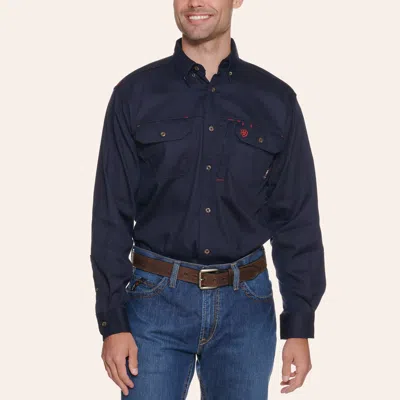 Ariat Fr Solid Vent Long Sleeve Work Shirt In Blue