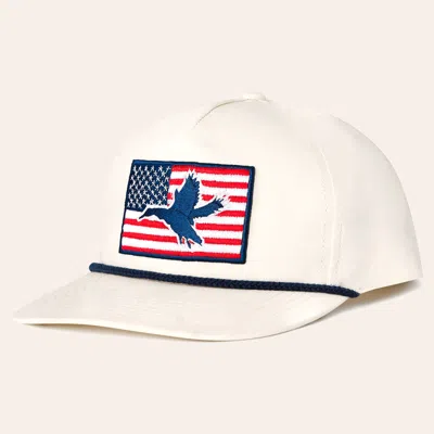 Burlebo Men's  American Flag Duck Adjustable Hat In White