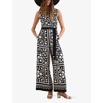 Phase Eight Cyra Printed Jumpsuit In Black