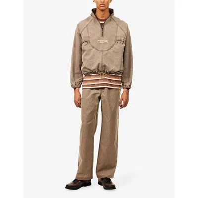 Braindead Mens Brown Ripstop Half-zip Shell Jacket In Brown