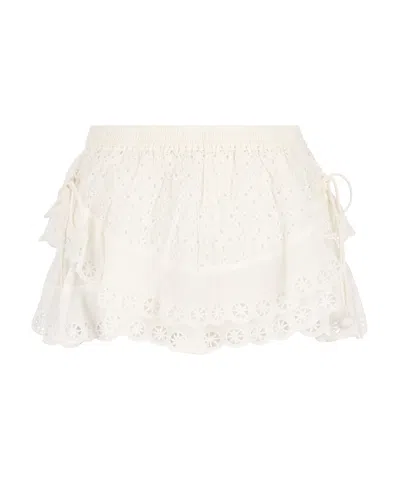 Isabel Marant Womens White Neis Open-cut Embroidered Cotton Mini Shorts In White