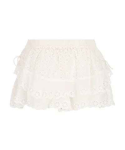 Isabel Marant Womens White Neis Open-cut Embroidered Cotton Mini Shorts In White