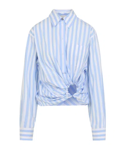 Sportmax Palmizi Striped Knotted Shirt In Blue
