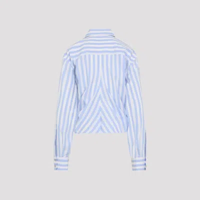 Sportmax Palmizi Striped Knotted Shirt In Blue