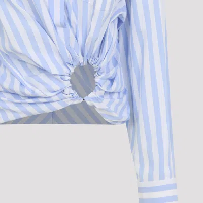 Sportmax Palmizi Striped Knotted Shirt In Blue