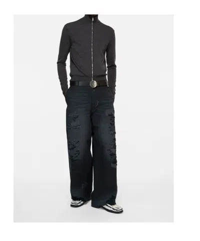 Acne Studios Mended Distressed Trousers In Black