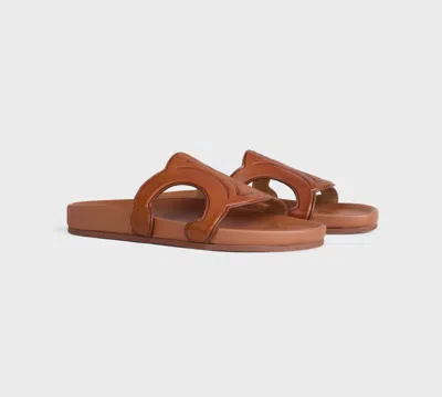 Celine Troimphe Leather Sandal In Brown