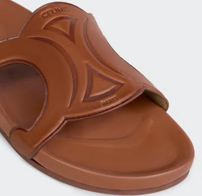 Celine Troimphe Leather Sandal In Brown
