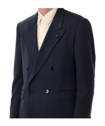 Lardini Soiree Double Breasted Four Button Jacket In Blue