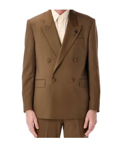 Lardini Soiree Double Breasted Four Button Jacket In Brown