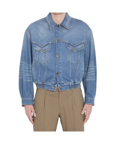 Versace Jacket Long Sleeves Elasticated Hem Chest Pockets In Multi