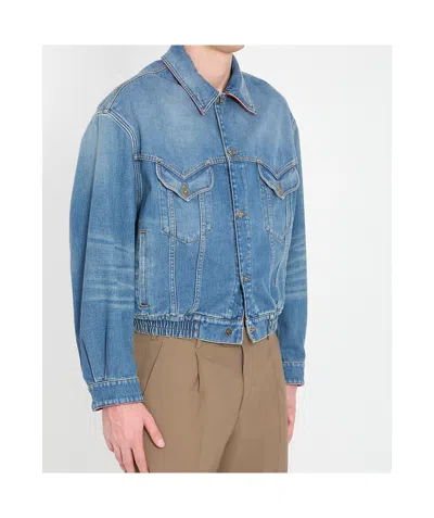 Versace Jacket Long Sleeves Elasticated Hem Chest Pockets In Multi