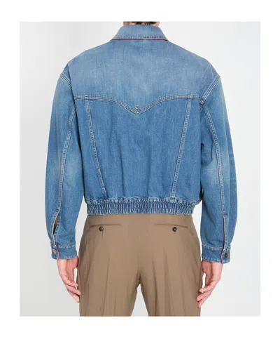 Versace Jacket Long Sleeves Elasticated Hem Chest Pockets In Multi