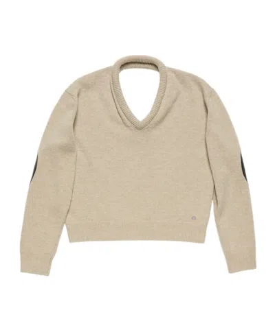 Acne Studios Elbow-patch V-neck Sweater In Brown
