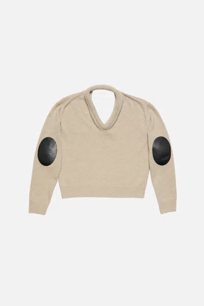 Acne Studios Elbow-patch V-neck Sweater In Brown