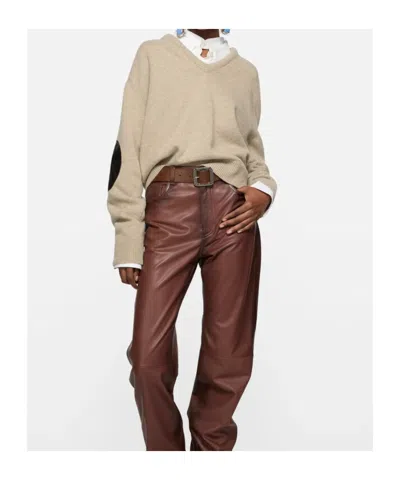 Acne Studios Elbow-patch V-neck Sweater In Brown