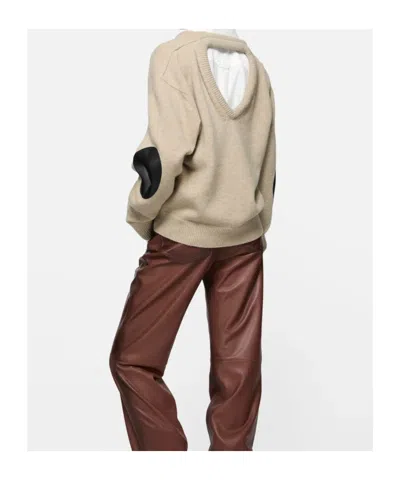 Acne Studios Elbow-patch V-neck Sweater In Brown