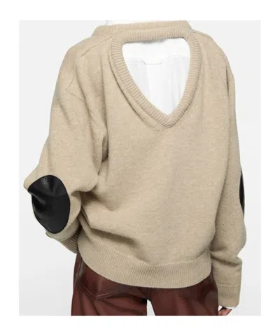 Acne Studios Elbow-patch V-neck Sweater In Brown