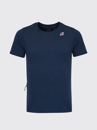 K-way Navy Blue Logo T-shirt In Blue