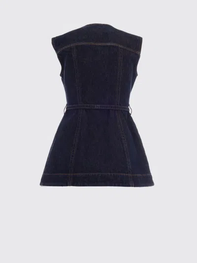 Sportmax Blue Solid Round Neck Top In Blue