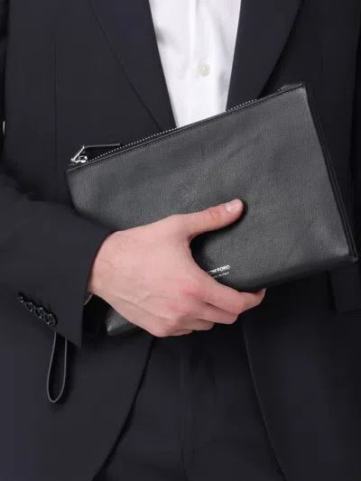 Tom Ford Black Leather Clutch In Black