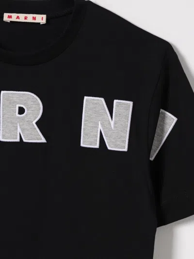 Marni Jersey T-shirt With Logo Embroidery Kids In Black