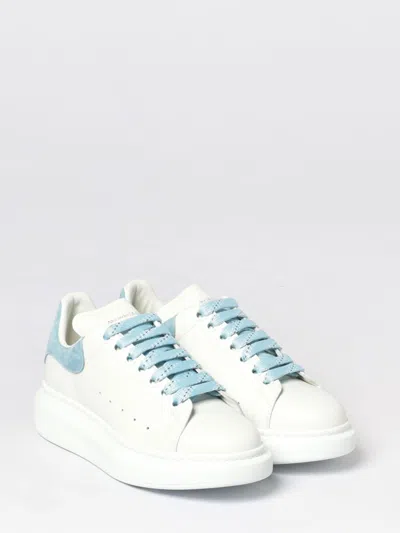 Alexander Mcqueen Oversize Sneakers In White And Light Blue Calf Leather In Multi