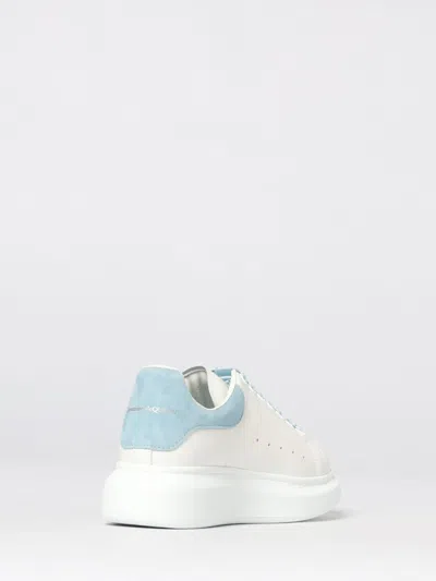 Alexander Mcqueen Oversize Sneakers In White And Light Blue Calf Leather In Multi