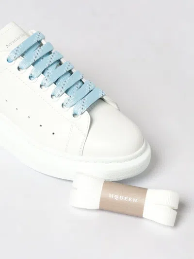 Alexander Mcqueen Oversize Sneakers In White And Light Blue Calf Leather In Multi