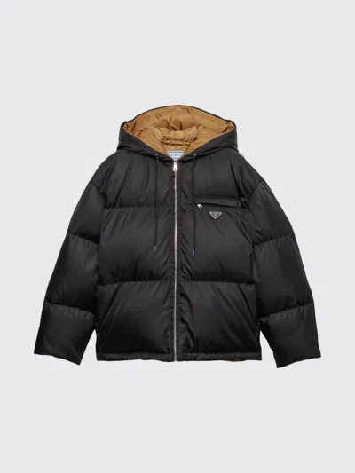 Prada Recycled Polyamide Puffer Down Jacket For Women In Black