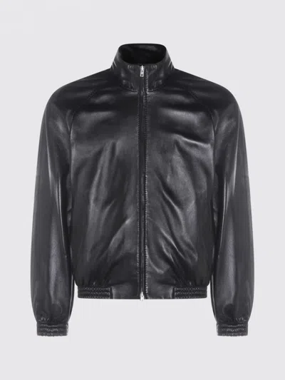 Acne Studios Full-zip Leather Jacket In Neutral