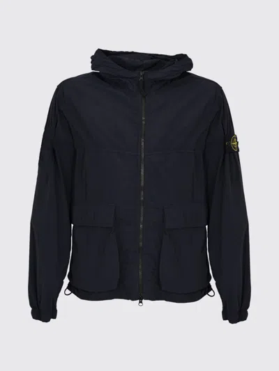 Stone Island Hooded Flap-pocket Jacket In Blue
