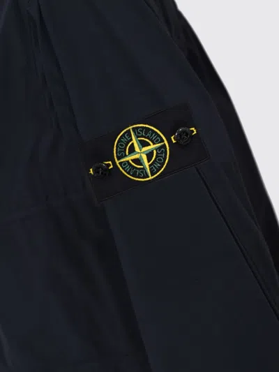 Stone Island Hooded Flap-pocket Jacket In Blue
